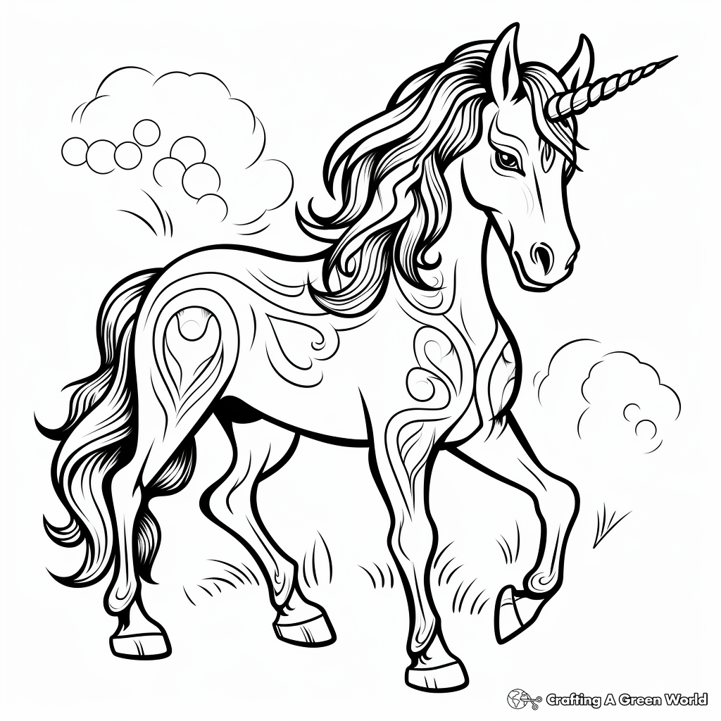 Mythical Unicorn Horse Coloring Pages 2