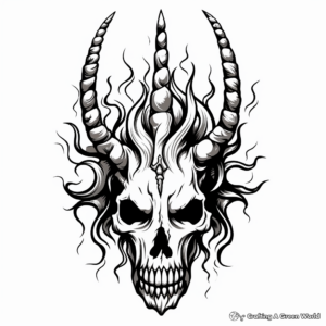 Mythical Unicorn Skull Coloring Pages 3