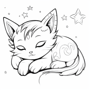 Nap Time for Rainbow Kitty Coloring Pages 1
