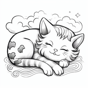 Nap Time for Rainbow Kitty Coloring Pages 2