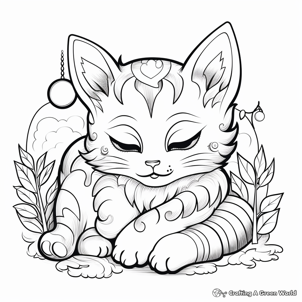 Nap Time for Rainbow Kitty Coloring Pages 3