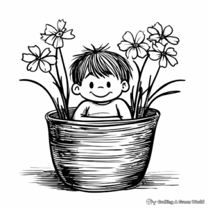 Narcissus in a Rustic Pot Coloring Sheets 2