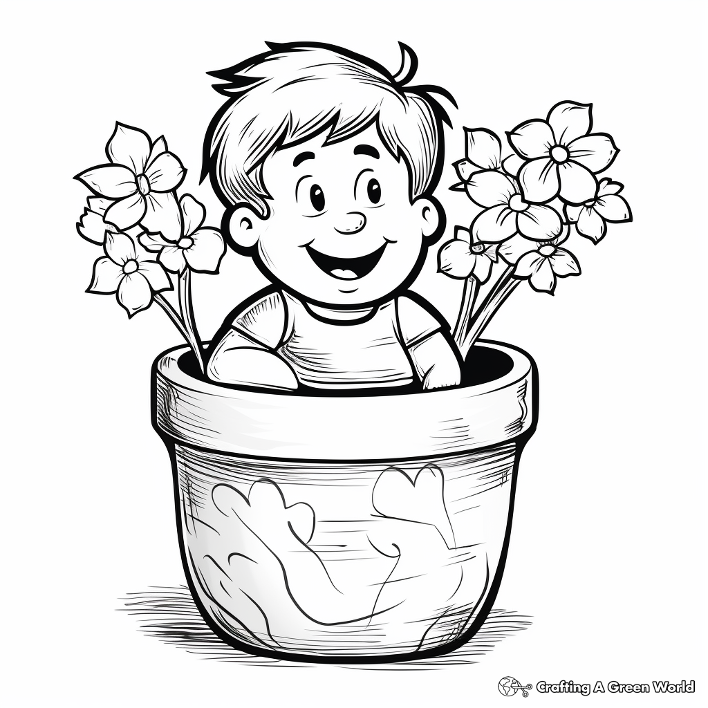 Narcissus in a Rustic Pot Coloring Sheets 3