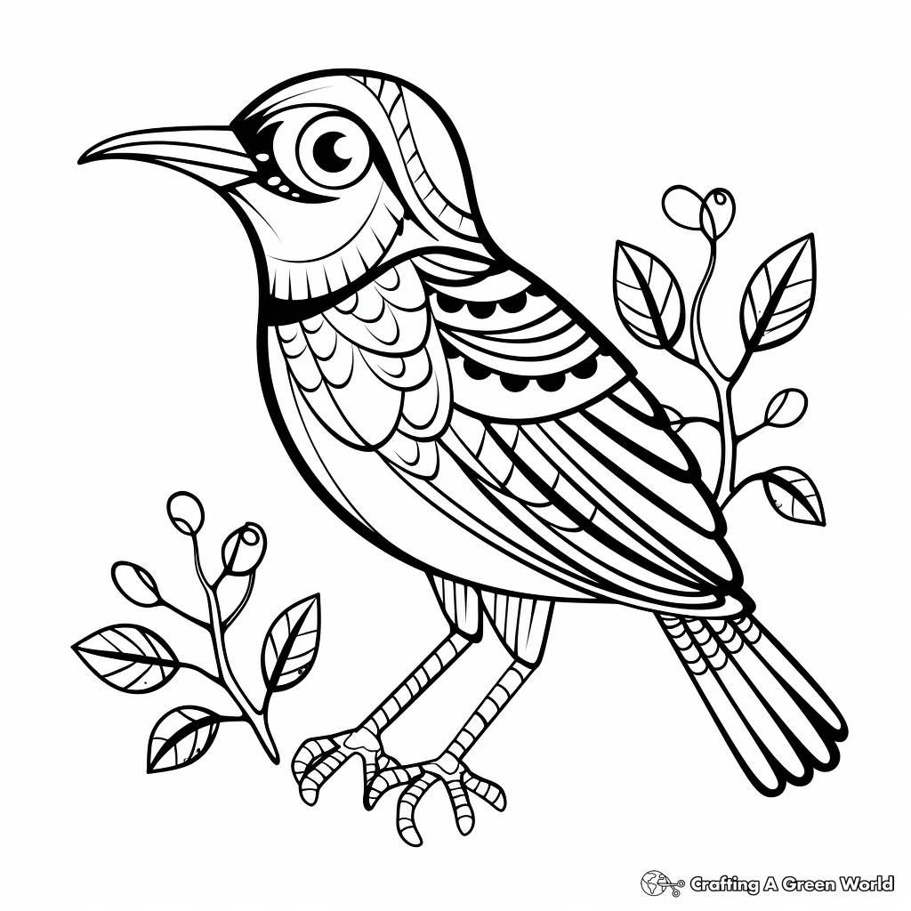 Native African Gonolek Bird Coloring Pages 2