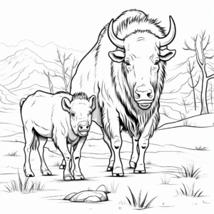 Native American Buffalo Scene Coloring Pages 2