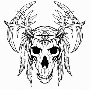 Native American Inspired Deer Skull Coloring Page 3