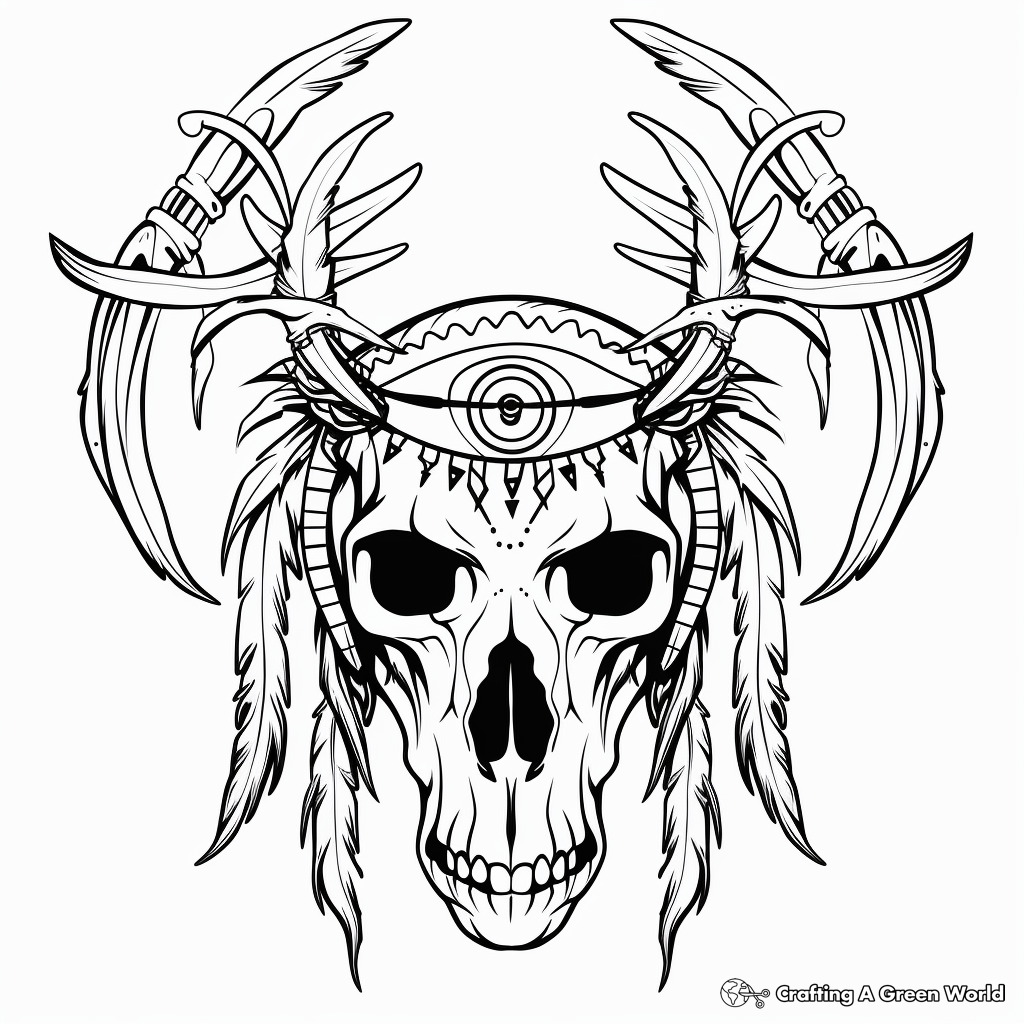 Native American Inspired Deer Skull Coloring Page 3
