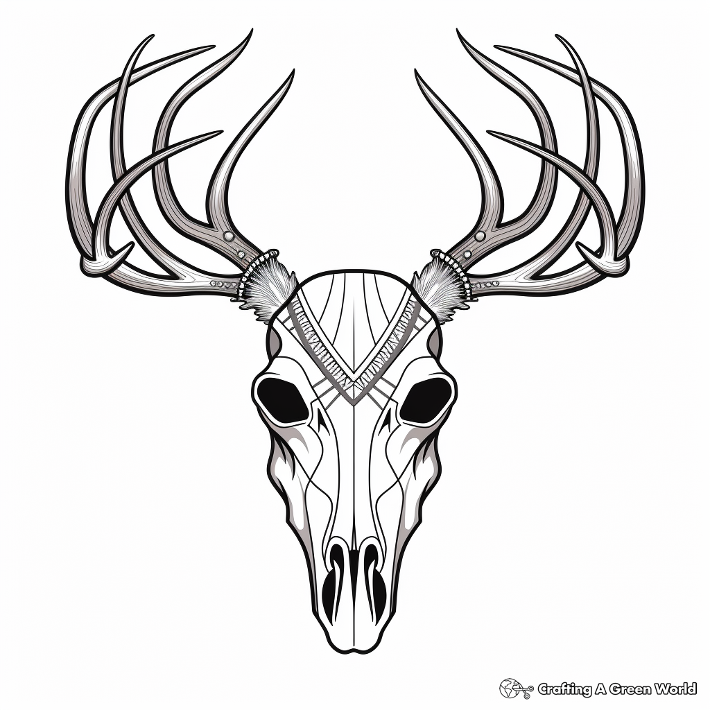 Native American Inspired Deer Skull Coloring Page 4