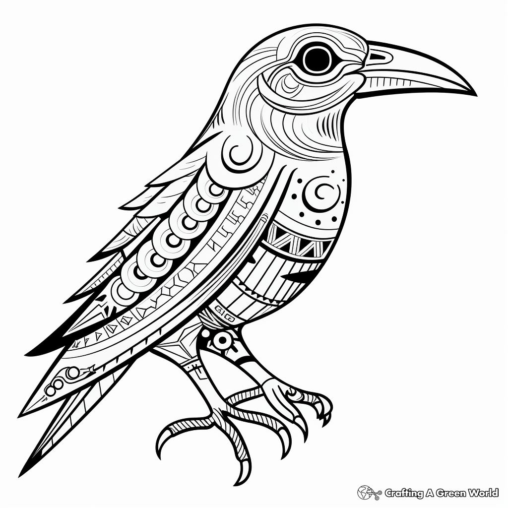 Native American Inspired Raven Coloring Pages 1