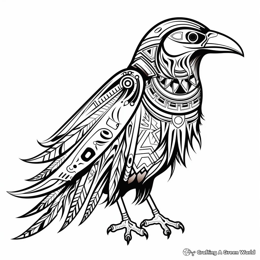 Native American Inspired Raven Coloring Pages 2