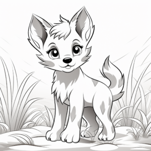 Nature Background Anime Wolf Pup Coloring Pages 2