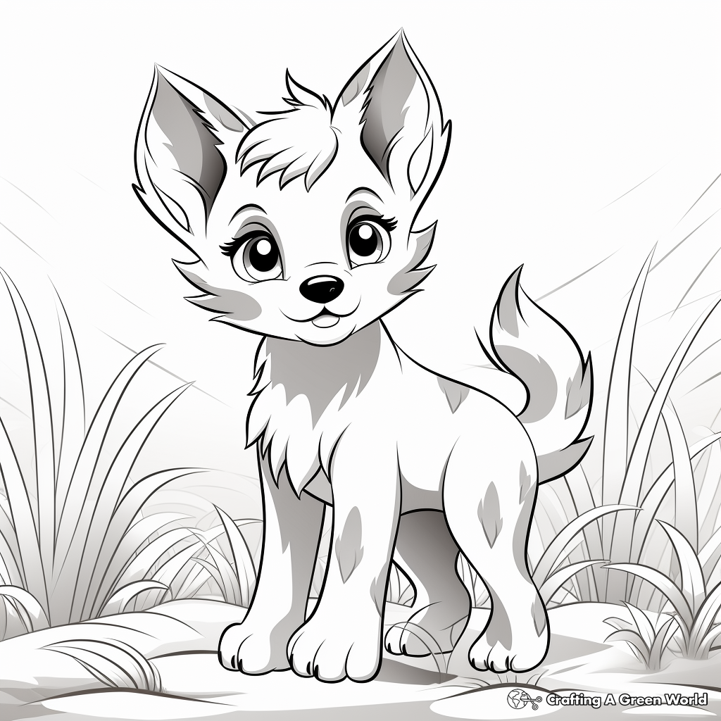 Nature Background Anime Wolf Pup Coloring Pages 2