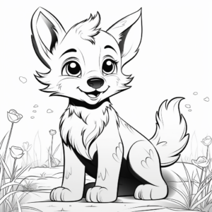 Nature Background Anime Wolf Pup Coloring Pages 4