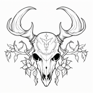 Nature-centric Deer Skull Coloring Pages 1
