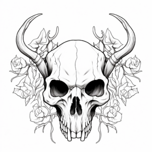 Nature-centric Deer Skull Coloring Pages 3