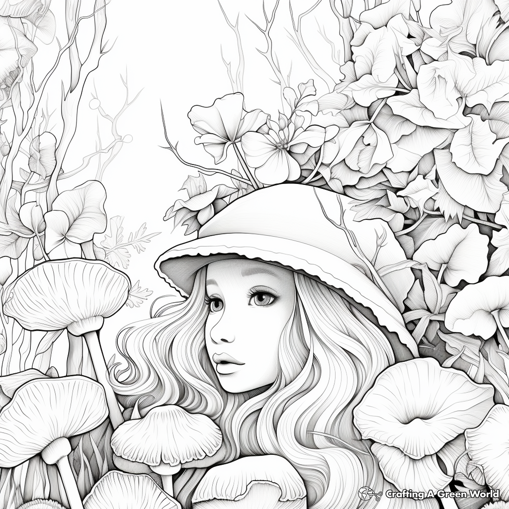 Nature-Infused Aesthetic Coloring Pages 4