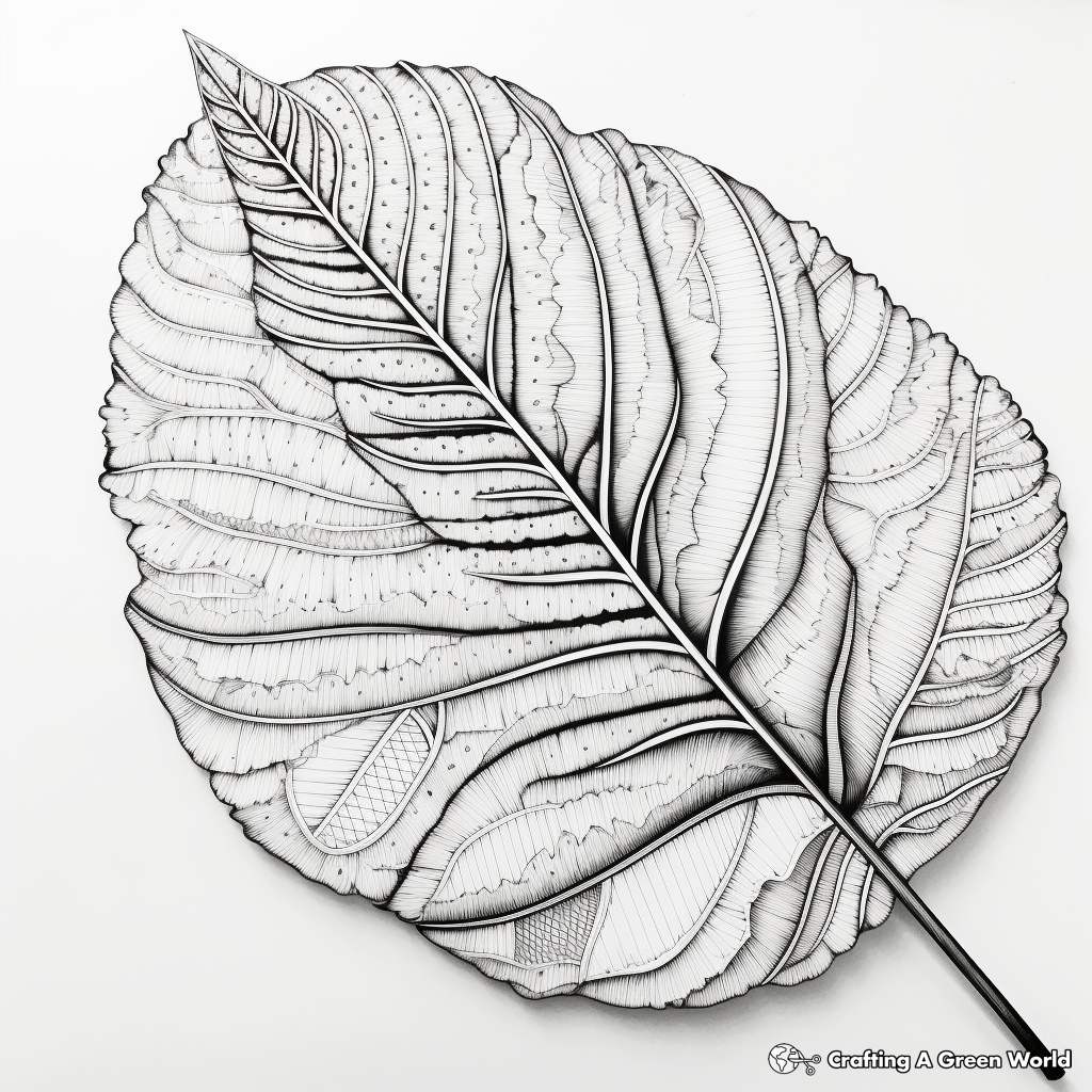 Nature-Inspired Detailed Leaf Coloring Pages 1