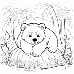 Nature Inspired Hibernating Bear Coloring Pages 1