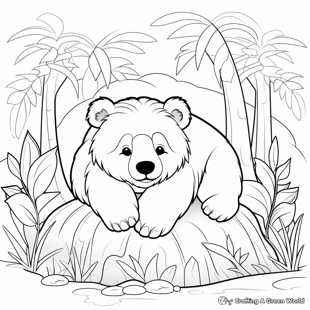 Nature Inspired Hibernating Bear Coloring Pages 1