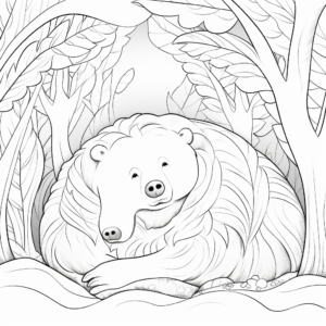 Nature Inspired Hibernating Bear Coloring Pages 2