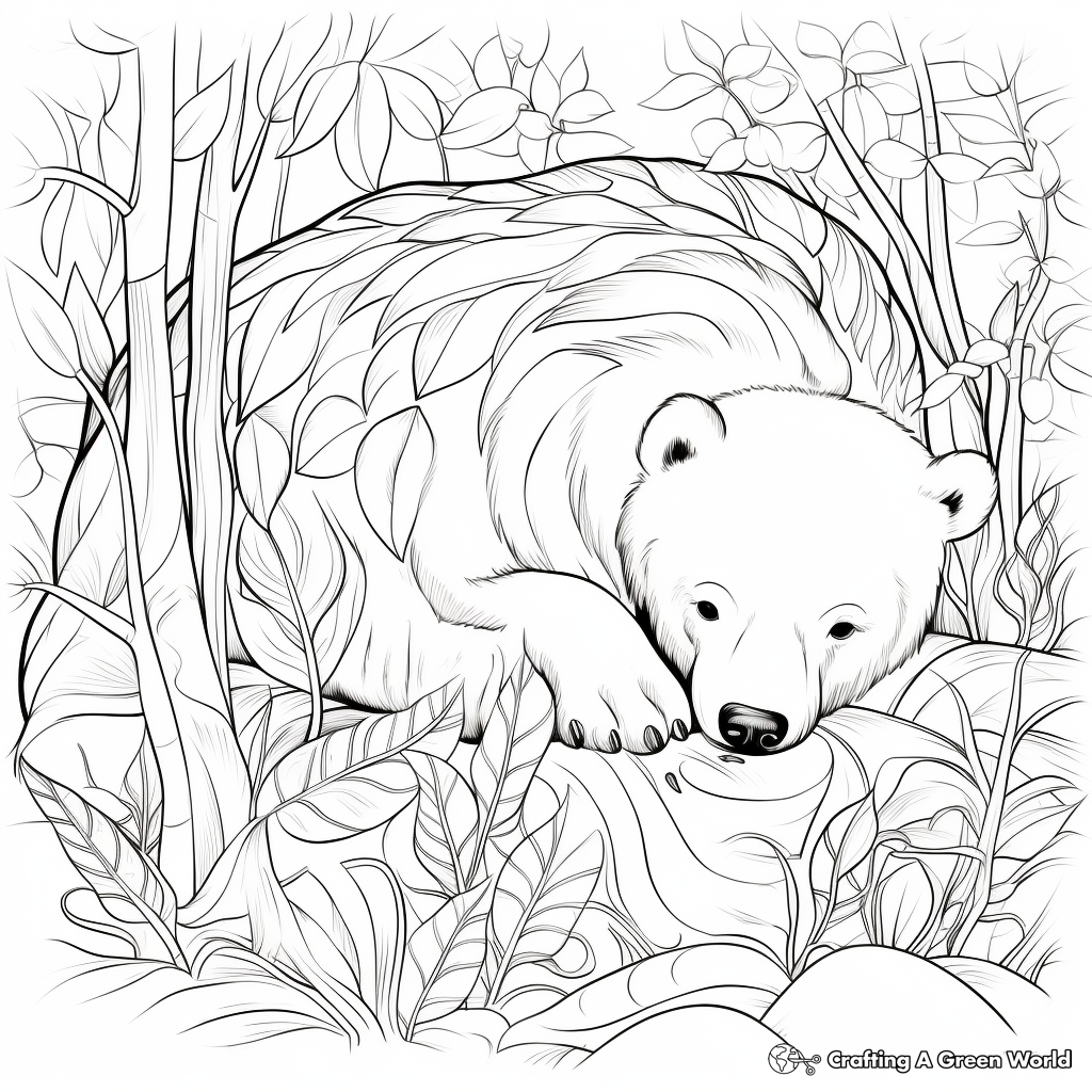Nature Inspired Hibernating Bear Coloring Pages 4