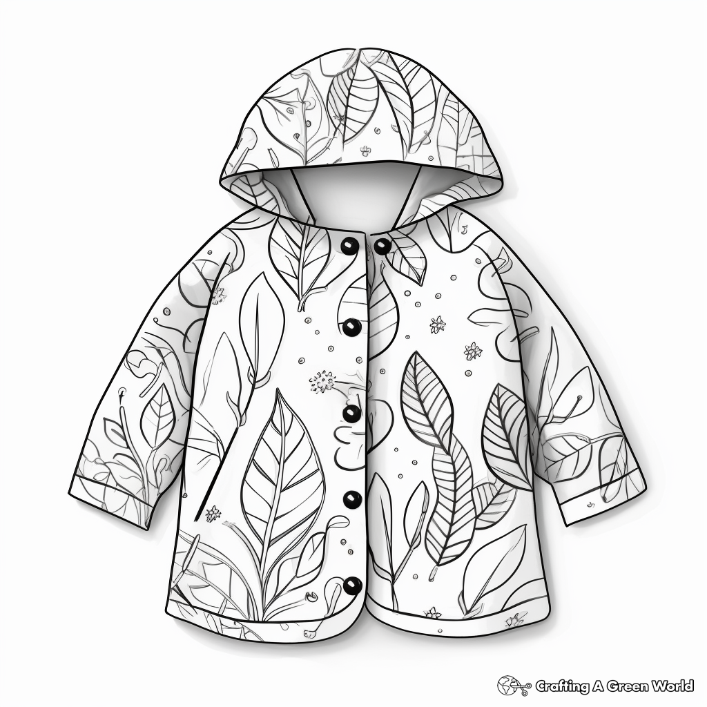 Nature-Inspired Leafy Raincoat Coloring Pages 1