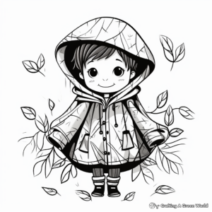 Nature-Inspired Leafy Raincoat Coloring Pages 3