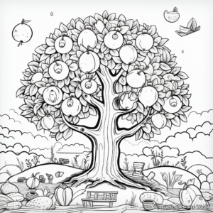 Nature-Inspired Trees and Fruits Creation Coloring Pages 2