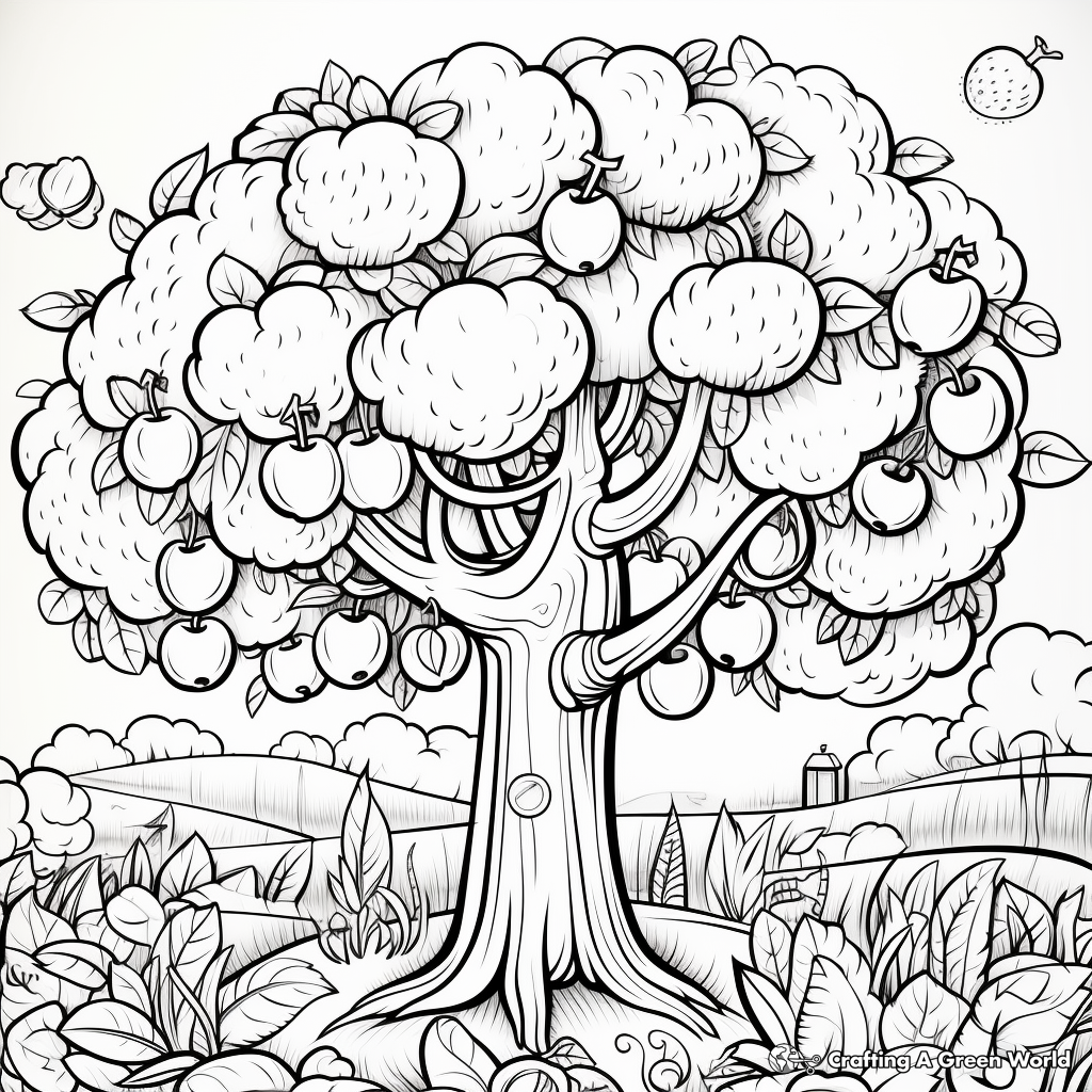 Nature-Inspired Trees and Fruits Creation Coloring Pages 4