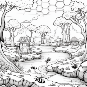 Nature Scene with Honeycomb Coloring Pages 4