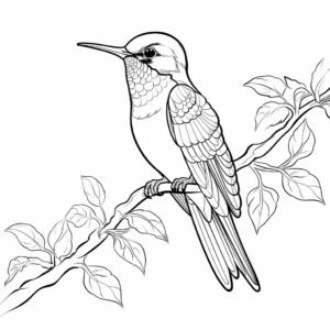 Nature Scene with Ruby Throated Hummingbird Coloring Pages 3