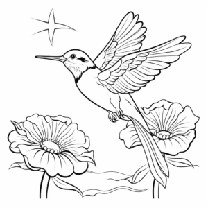 Nature Scene with Ruby Throated Hummingbird Coloring Pages 4