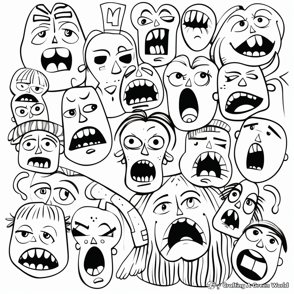 Nervous Faces Coloring Pages for Anxiety Relief 1