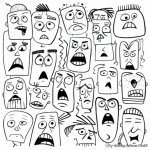 Nervous Faces Coloring Pages for Anxiety Relief 4