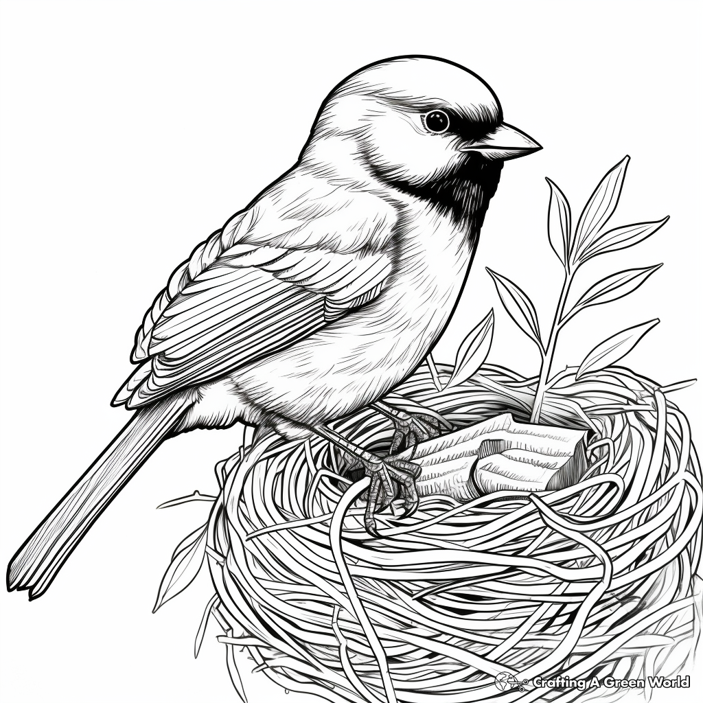 Nest of Black Capped Chickadees Coloring Pages for Naturalists 1