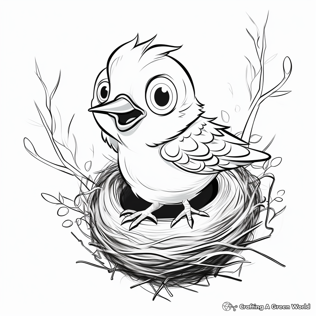 Nesting Baby Bird Coloring Sheets 4