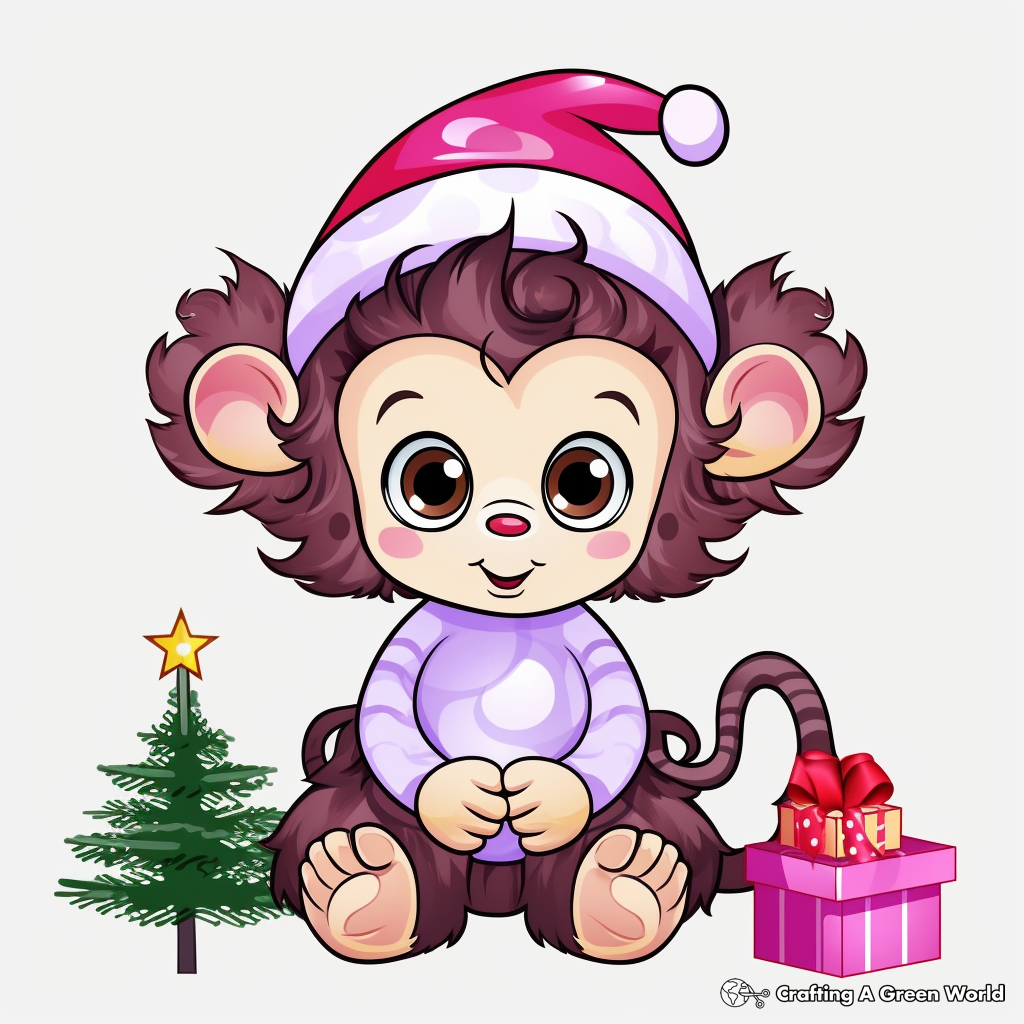New Year Baby Girl Monkey Coloring Pages 1