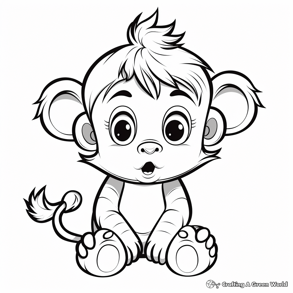 New Year Baby Girl Monkey Coloring Pages 3