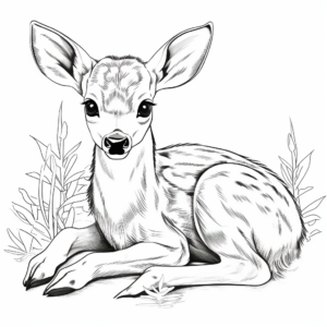 Newborn Fawn Lying Down Coloring Pages 2