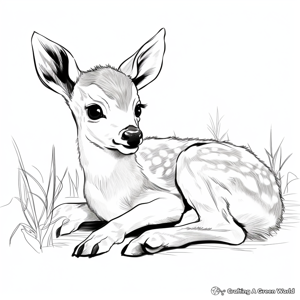 Newborn Fawn Lying Down Coloring Pages 3