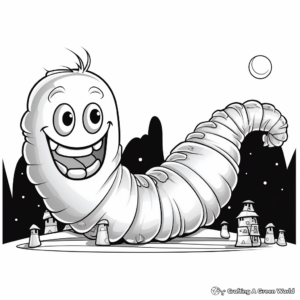 Night Crawler Gummy Worm Coloring Pages 2