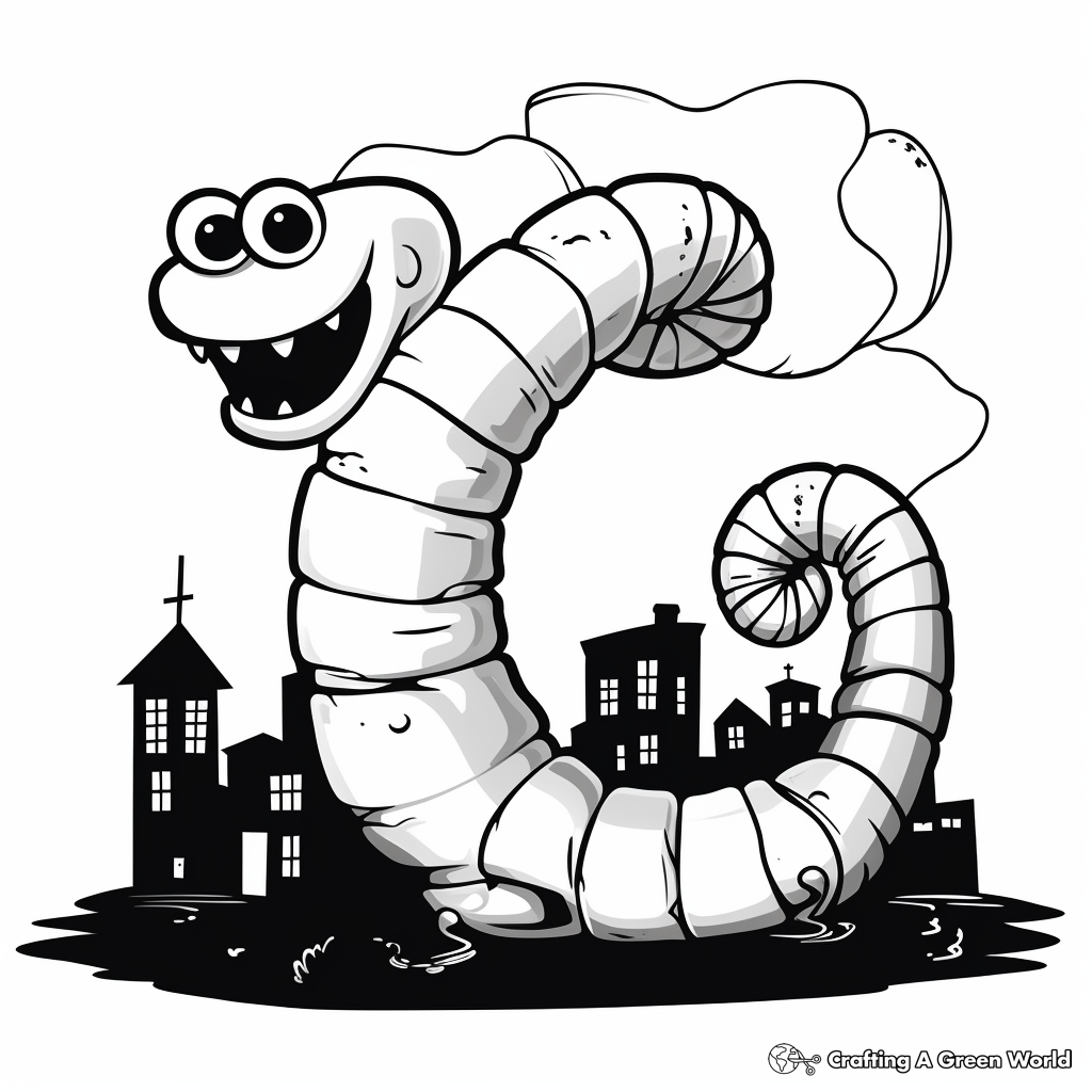 Night Crawler Gummy Worm Coloring Pages 3