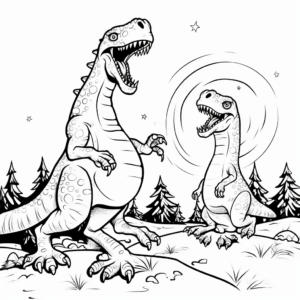 Night of the Dinosaurs: Ceratosaurus vs. Iguanodon Coloring Pages 2