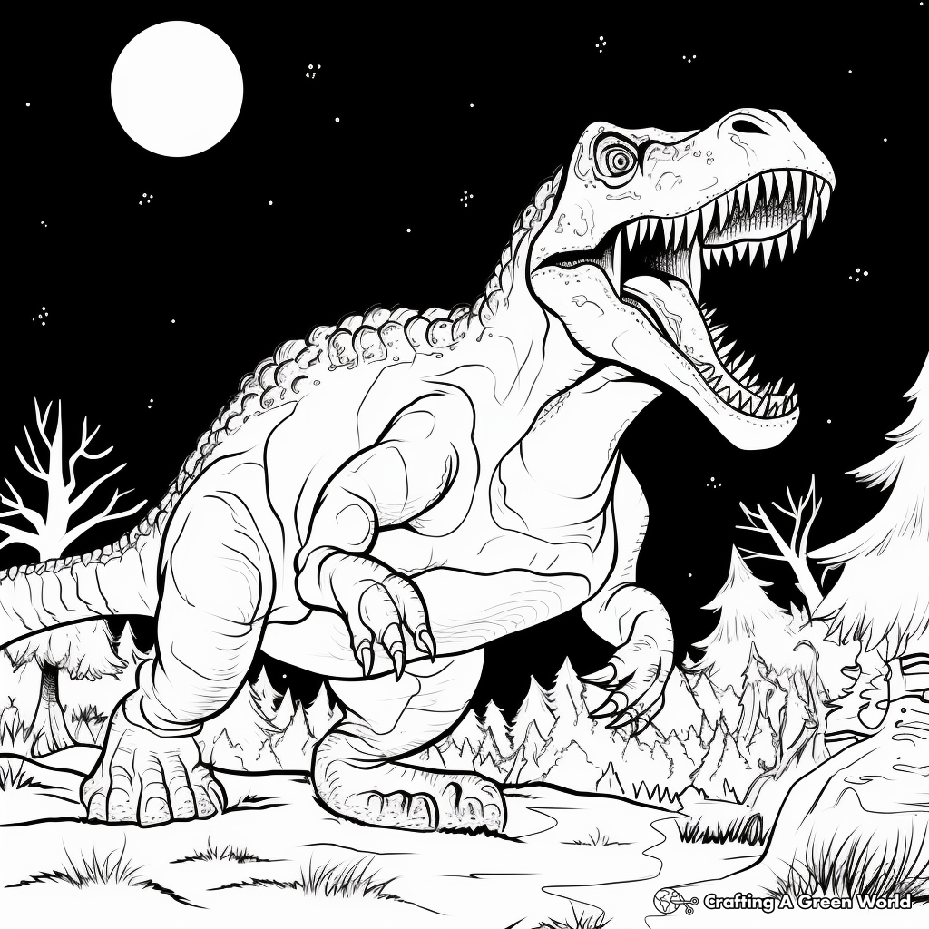 Night of the Dinosaurs: Ceratosaurus vs. Iguanodon Coloring Pages 3