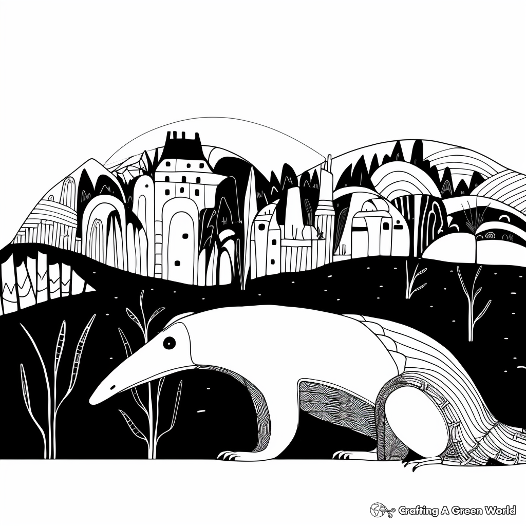 Night Scene Anteater Coloring Pages 1