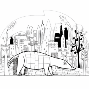 Night Scene Anteater Coloring Pages 4