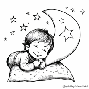 Night Sky Crescent Moon Coloring Pages 1