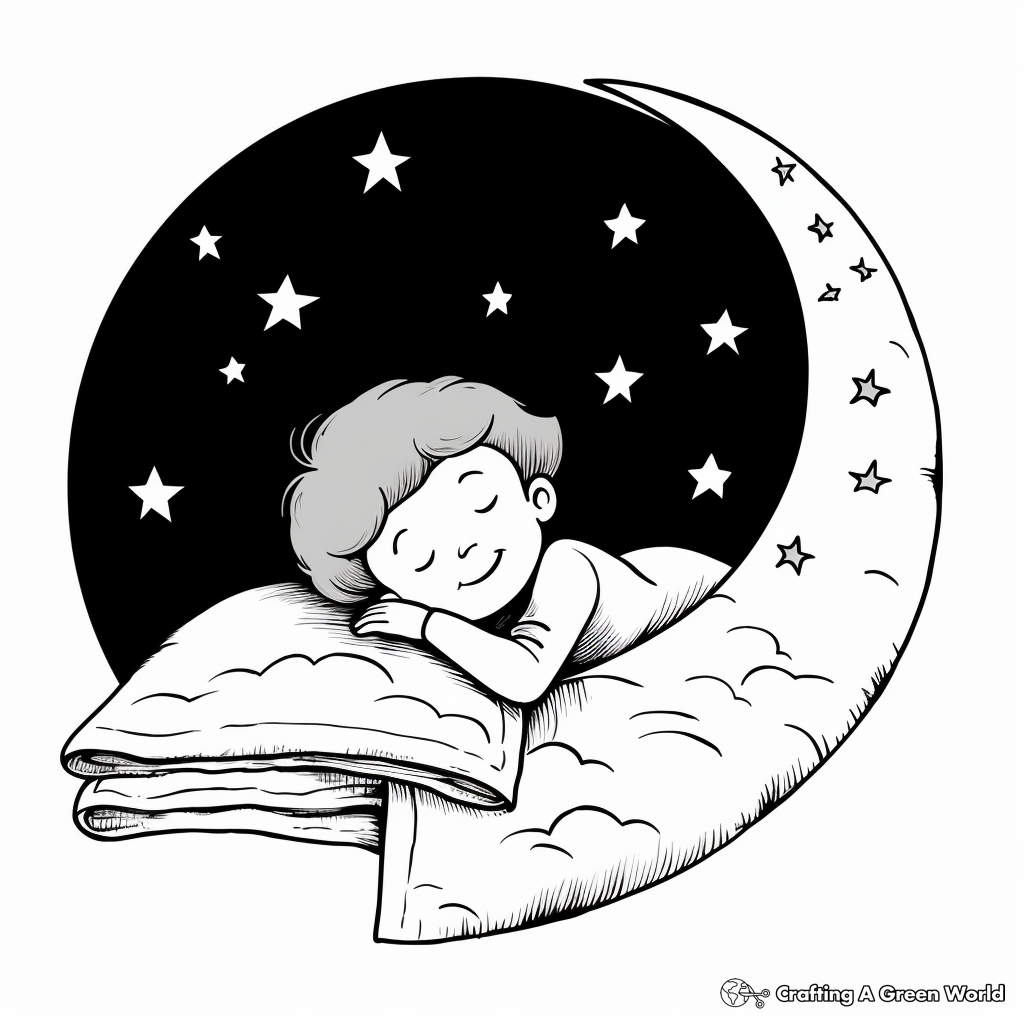 Night Sky Crescent Moon Coloring Pages 3