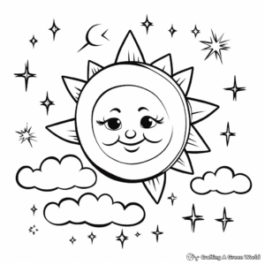 Night Sky: Star, Sun and Moon Coloring Pages 4