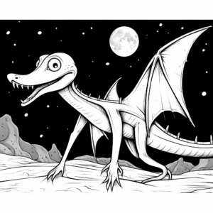 Night-Time Pteranodon Coloring Pages 2